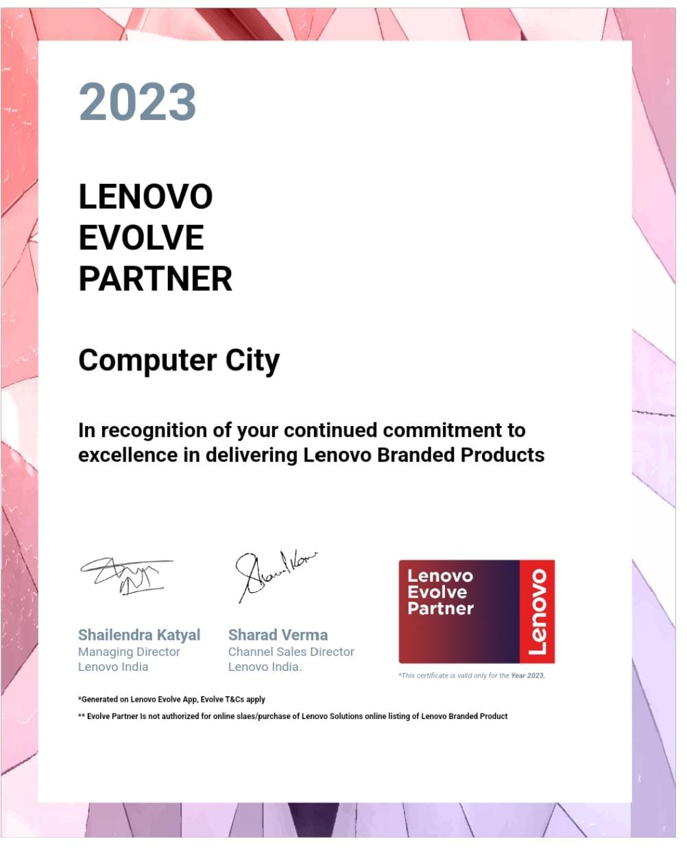 Lenovo Evolvo Partner 2023